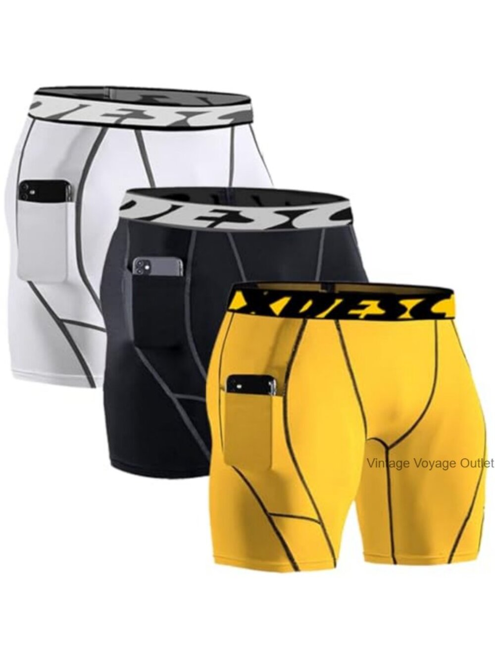 3 Pack Men's Compression Shorts with Pocket, Athletic Workout Shorts for